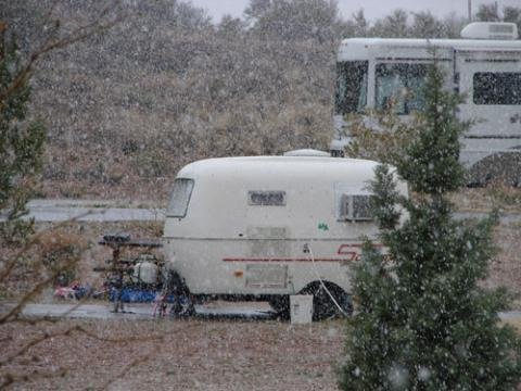 Scamp 13 Trailer in Snow - Cottonwood AZ Scamp 13 Trailer in Snow - Cottonwood AZ